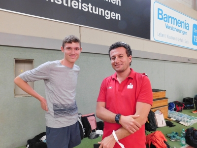 Steffen Baxheinrich (LV Oelde) mit Bundestrainer Pierre Ayadi